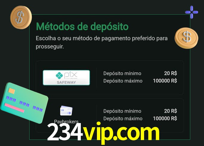 O cassino 234vip.com oferece uma grande variedade de métodos de pagamento